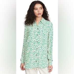 GANNI Printed Crepe Button Down Shirt